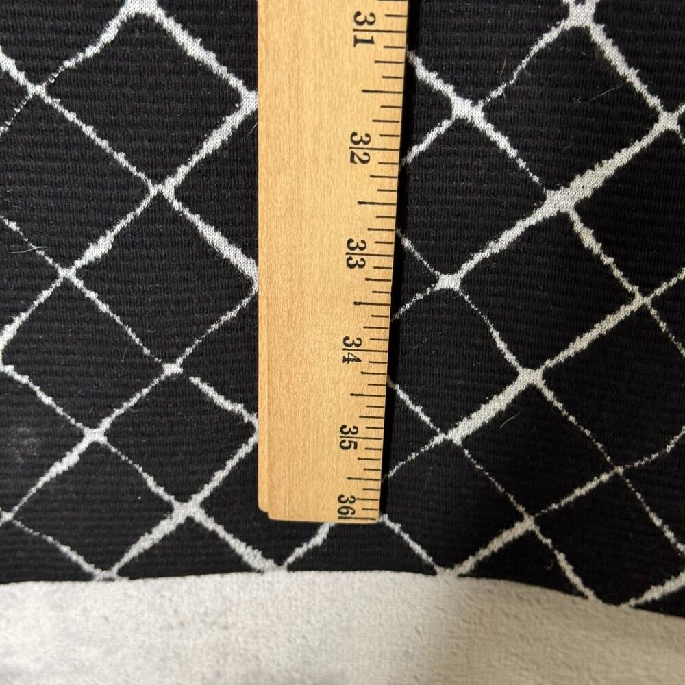 Calvin Klein Dress Womens 14 Black White Plaid Shift 3/4 Bell Sleeve Stretch - Picture 9 of 9